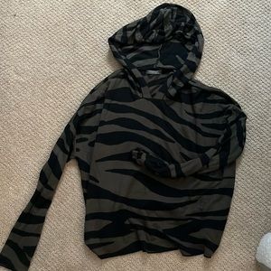 Anthropologie soft cropped animal print hoodie - size large